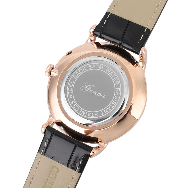 GENOA - Japanisches Uhrwerk, schwarzes Lederarmband image number 6