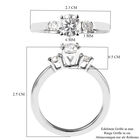 Weißer Moissanit 3 Stein Ring 925 Silber Rhodium-Überzug image number 5