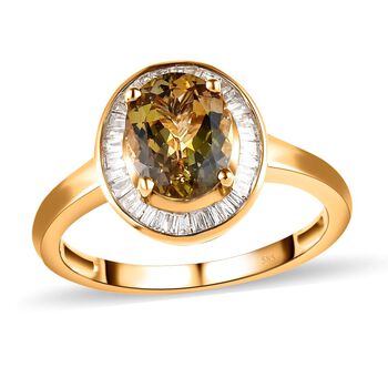 AAA Nat&uuml;rlicher goldener Tansanit und Diamant-Ring in 585 Gold - 1,92 ct.