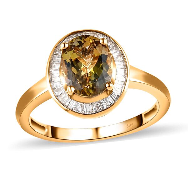 AAA Natürlicher goldener Tansanit und Diamant-Ring in 585 Gold - 1,92 ct. image number 4