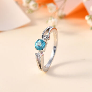 Blauer Apatit und Zirkon-Ring - 0,78 ct.