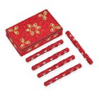 Perlenverziertes Schreibset 6 teilig, Tagebuch 10 x 15 cm, Aufbewahrungsbox, 5 Kugelschreiber, Rot