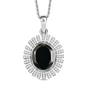D'Joy Elite Shungit, Weißer Zirkon Schmuckset ca. 50 cm 925 Silber rhodiniert ca. 4,58 ct.