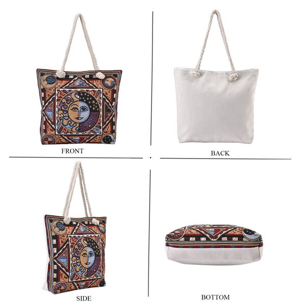 Jacquard gewebte Jute-Tasche mit Mond Design, 42x34 cm, Mond image number 4