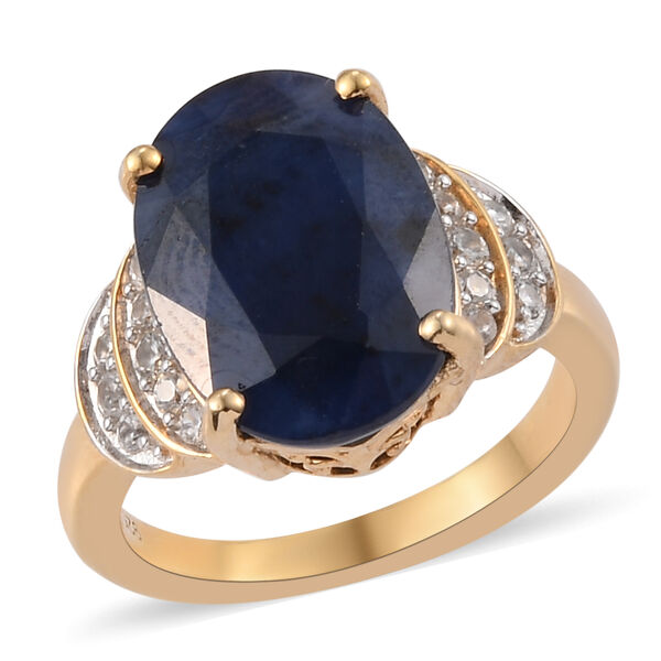 Verbreitet blauer Saphir und Zirkon Ring 925 Silber vergoldet  ca. 7,35 ct image number 4