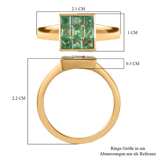Kagem Sambischer Smaragd Ring 925 Silber 750 Gelbgold Vermeil (Gr&ouml;&szlig;e 19.00) ca. 0,88 ct image number 7