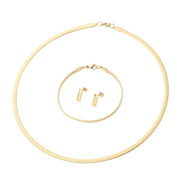 3er-Set, Halskette, Armband und Ohrringe in Goldton