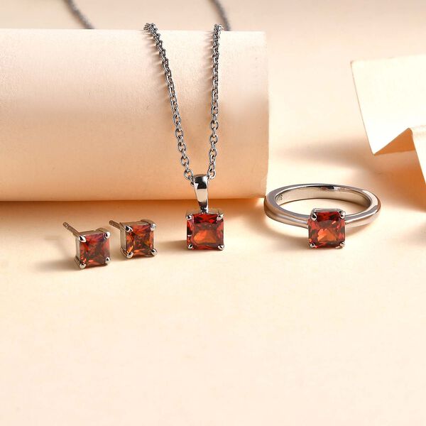 Rotes Zirkonia-Schmuckset image number 2