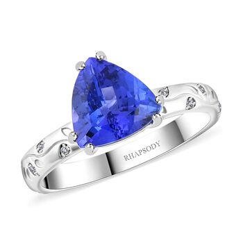 RHAPSODY zertifiziert und gepr&uuml;ft AAAA Tansanit und Diamant Ring in 950 Platin - 2,30 ct.