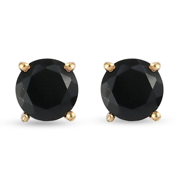 2er - Set Schwarzer Spinell Solit&auml;r Ring und Ohrstecker 925 Silber vergoldet ca. 2,88 ct image number 7