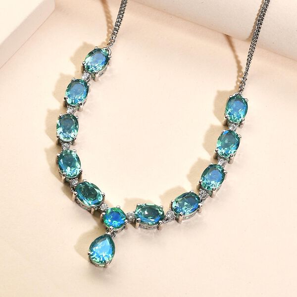 Pfau Triplett Quarz und Zirkon Halskette, 45 cm - 17,08 ct. image number 3