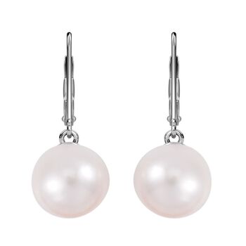 Wei&szlig;e Edison Perle (9-11 mm) Ohrringe 925 Silber rhodiniert