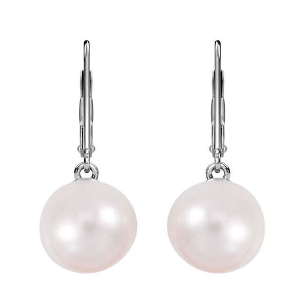 Wei&szlig;e Edison Perle (9-11 mm) Ohrringe 925 Silber rhodiniert