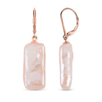 Rosa Keshi Perle Ohrringe 925 Silber ros&eacute;vergoldet