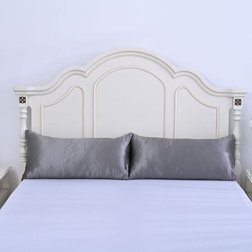 SERENITY NIGHT: Premium-Kollektion, 2er-Set - Kissenbezüge aus 100% Maulbeerseide, Grau  image number 0