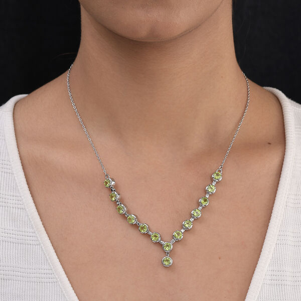 Nat&uuml;rliche Peridot-Halskette, ca. 45 cm, Edelstahl ca. 7,36 ct image number 3