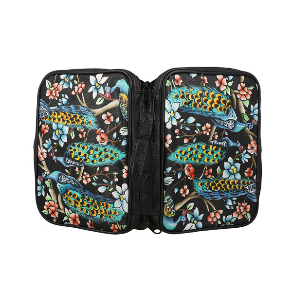 SUKRITI: Handbemalter Schmuckkoffer, Pfau-Muster, Schwarz image number 6