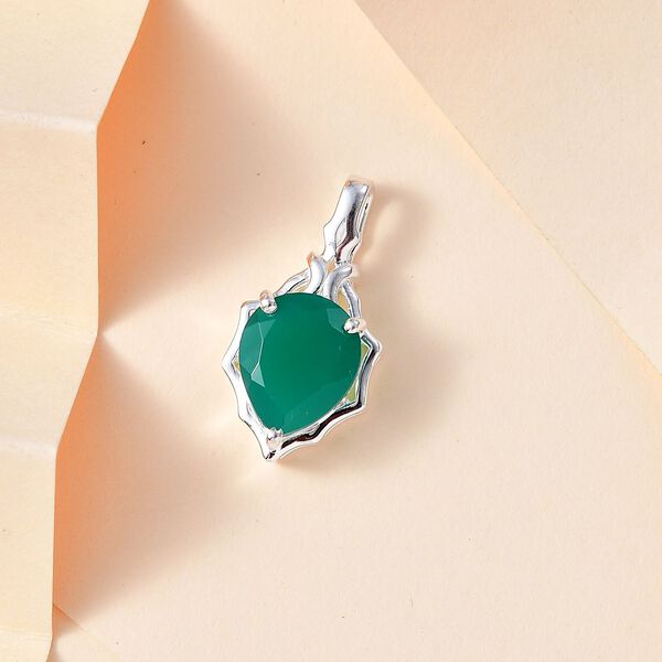 Verde Onyx Anh&auml;nger in 925 Silber - 4,02 ct. image number 2