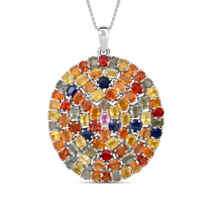 Blauer Saphir, Rosa Saphir Schmuckset 925 Silber rhodiniert ca. 18,15 ct.