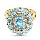 Kambodschanischer, blauer Zirkon-Ring, 925 Silber vergoldet (Größe 16.00) ca. 5,79 ct