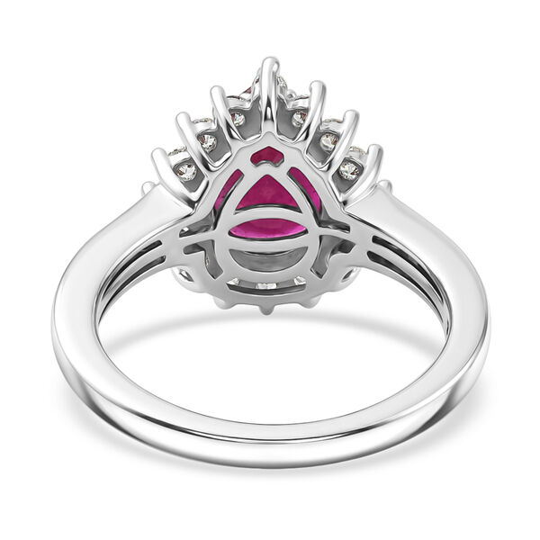 Afrikanisher Rubin(Fissure gef&uuml;llt) und Zirkon Ring 925 Silber platiniert image number 8