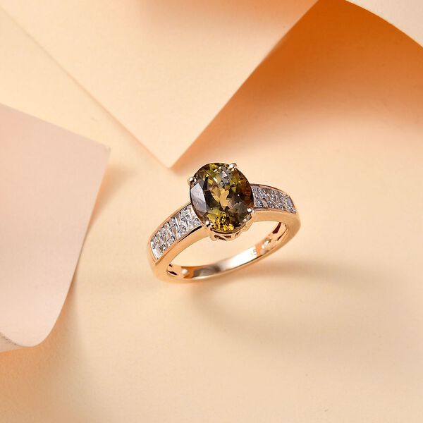 AAA Nat&uuml;rlicher goldener Tansanit und Diamant Ring in 585 Gold - 3,17 ct. image number 2