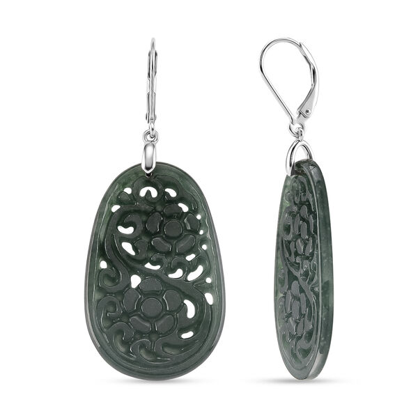 D'Joy Nat&uuml;rlicher Olmek Jadeit Ohrringe 925 Silber Rhodiniert ca. 35,00 ct.