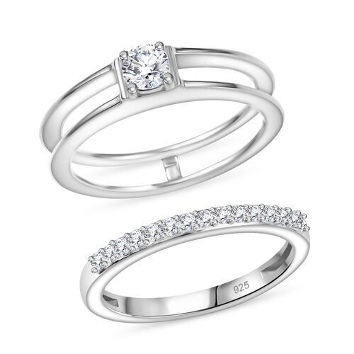 2er-Set Moissanit Ringe, 925 Silber rhodiniert - 0,48 ct. image number 0