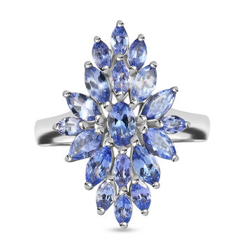 Tansanit Ring 925 Silber platiniert (Gr&ouml;&szlig;e 16.00) ca. 2,50 ct