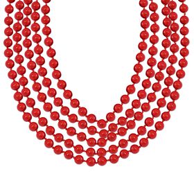 Mehrsträngige rote Muschelkernperlen-Halskette, 255 cm