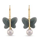 D'Joy EXTREM SELTEN - Natürlicher Olmek Jadeit, Weiße Süßwasser Perle Ohrringe 925 Silber vergoldet