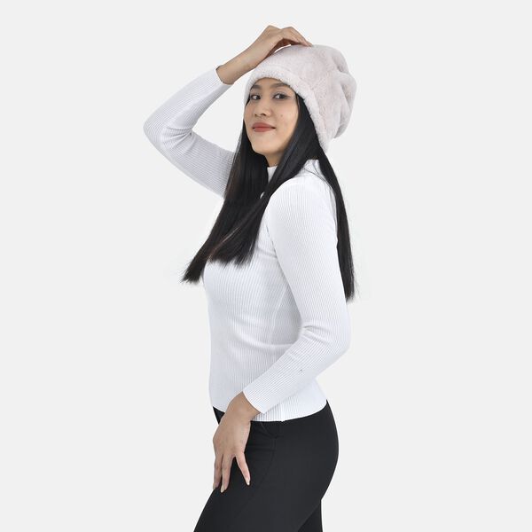 Innovativer 2 in 1 Infinity Schal und M&uuml;tze, 35x28cm, Wei&szlig; image number 3