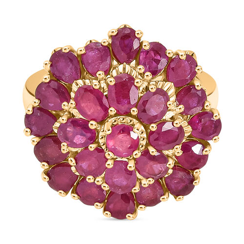 D’joy Afrikanischer Rubin (Fissure gefüllt) Ring 925 Silber 750 Gelbgold Vermeil (Größe 18.00) ca. 6,17 ct image number 0
