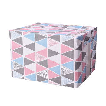 Aufbewahrungstasche Organizer mit Griff, Dreieckiges Muster, Wei&szlig; und Mehrfarbig