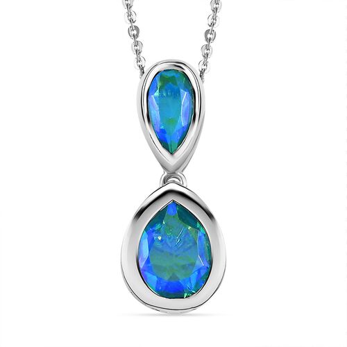 Pfau Triplett Quarz Anhänger mit Kette, 925 Silber platiniert ca. 2.64 ct image number 0