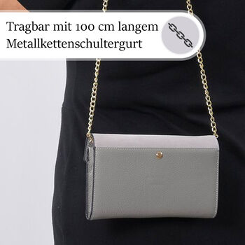 100% Echtleder Clutch mit RFID Schutz, Grau