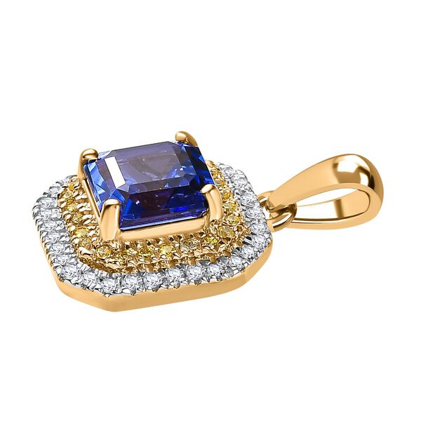 AAA Tansanit, nat&uuml;rlicher gelber und wei&szlig;er Diamant-Anh&auml;nger in 585 Gelbgold - 1,90 ct. image number 6