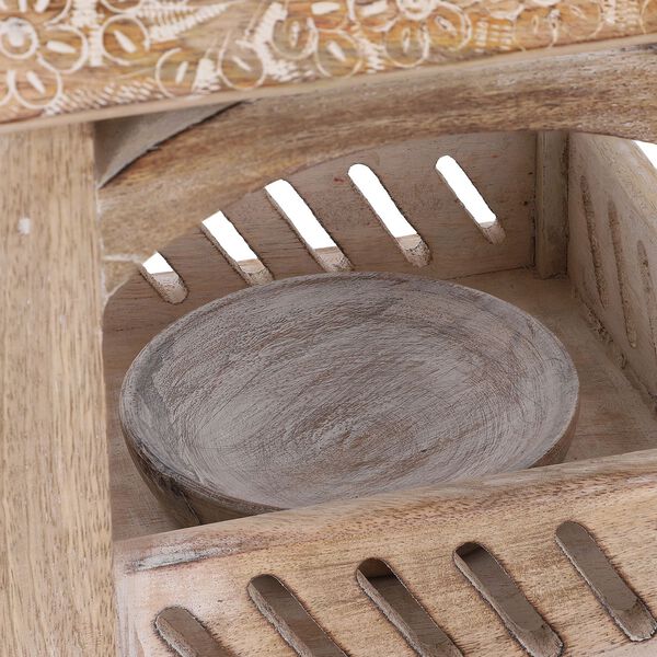 NAKKASHI - Handgeschnitztes Futterhäuschen aus Mangoholz mit weißem Finish image number 4