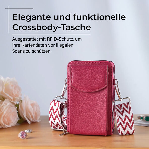 Crossbody Tasche mit RFID-Schutz, 11x6x17,5cm, Rot image number 2