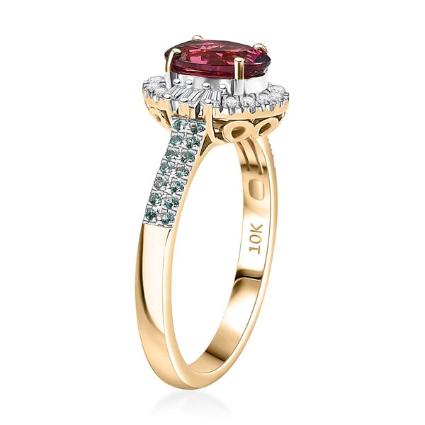 LUXORO zertifiziert und geprüft AAA Rubellit, Paraiba Turmalin und Diamant Ring in 417 Gold - 2,16 ct. image number 3