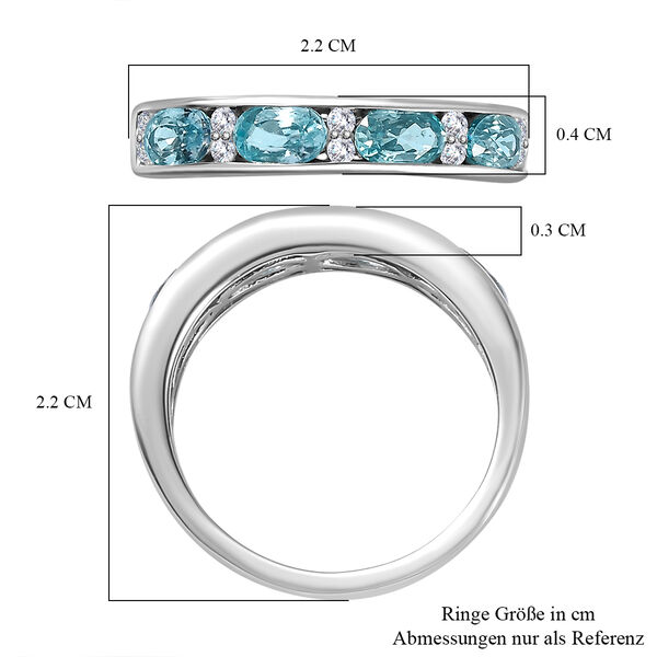 Blauer Zirkon, Wei&szlig;er Zirkon Ring 925 Silber rhodiniert (Gr&ouml;&szlig;e 20.00) ca. 1,62 ct image number 7