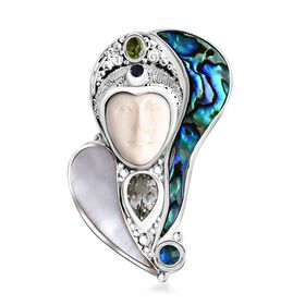 Royal Bali Sajan Silber -Ox Bone, Grüner Amethyst Anhänger 925 Silber