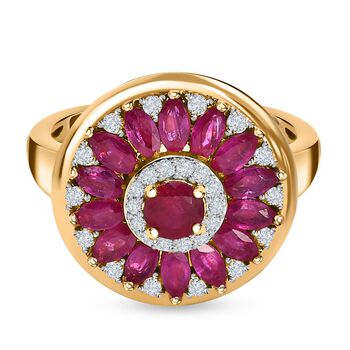 Afrikanischer Rubin (Fissure gef&uuml;llt) Ring 925 Silber vergoldet (Gr&ouml;&szlig;e 17.00) ca. 2.38 ct