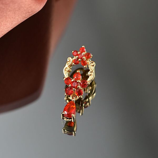 Djoy AA Mexikanischer Kirschfeuer-Opal Anh&auml;nger 925 Silber 750 Gelb Vergoldet ca. 0,38 ct. image number 2