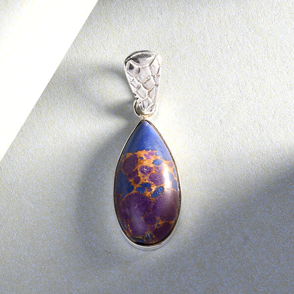 Lila Mojave-T&uuml;rkis-Solit&auml;r-Anh&auml;nger in Silber, 7,37 ct. image number 2