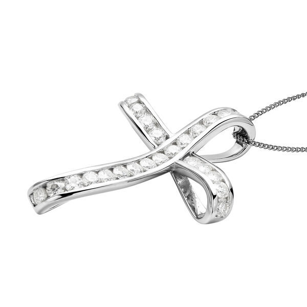 Moissanit Kreuz-Anh&auml;nger mit Kette, ca. 1,90 ct image number 3