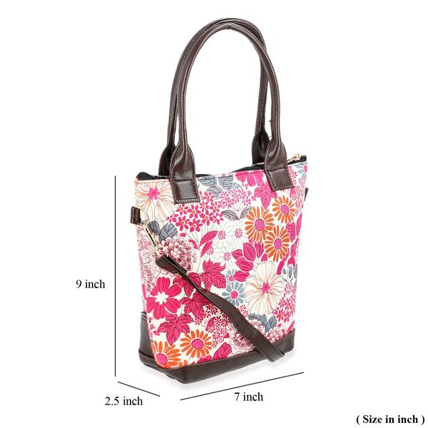 Crossbody Tasche aus Baumwolle, Blockdruck, 25,4x23cm, Rosa image number 8