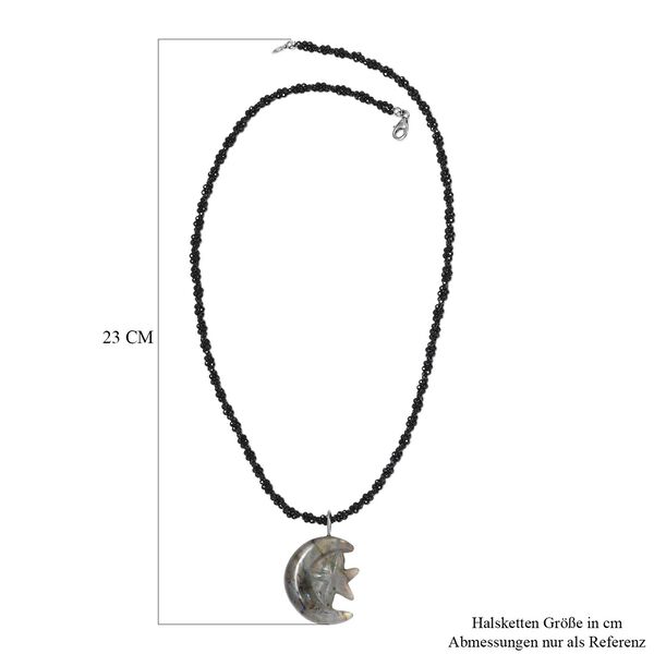 Labradorit und schwarze Spinell-Halskette, 50 cm - 115 ct. image number 7