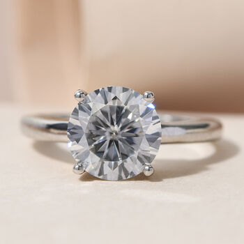 VS Moissanit Ring 925 Silber Platiniert (Gr&ouml;&szlig;e 19.00) ca. 2,06 ct