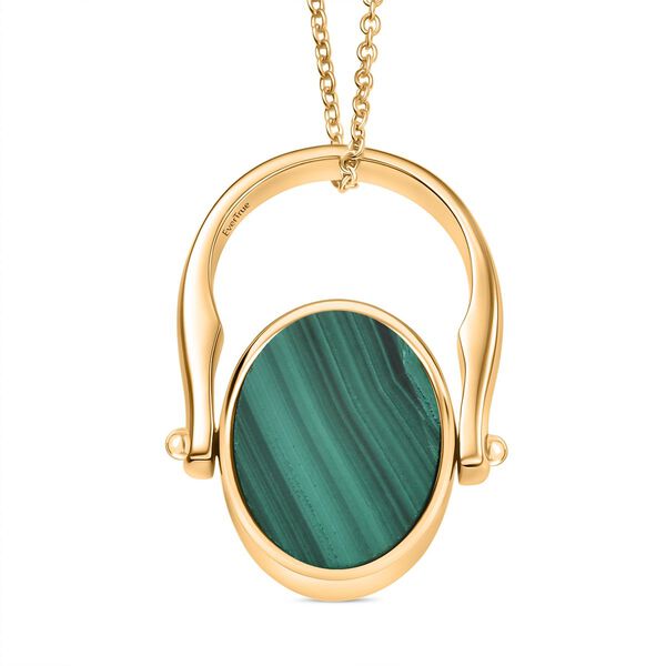 2-in-1 Malachit Siegel Ring und Anh&auml;nger im Wende-Design, Messing goldfarben, mit Edelstahlkette, (Gr&ouml;&szlig;e 20.00), ca. 23.07 ct image number 7